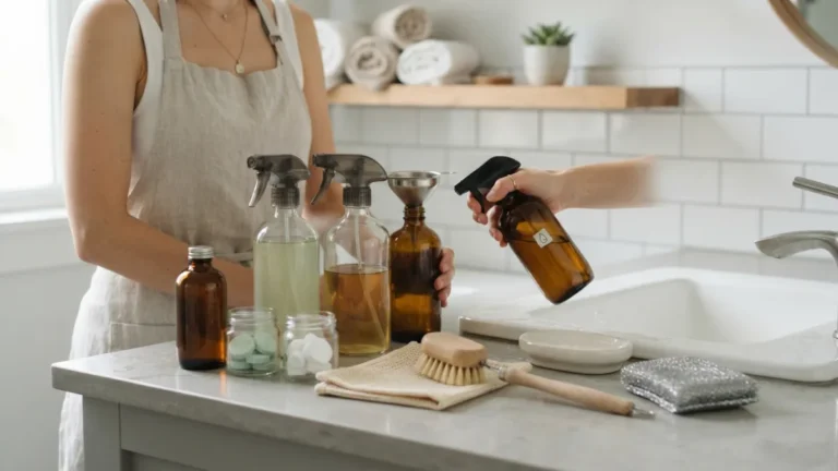 Low-Waste Bathroom Cleaning Routine Refills, Concentrates, and Glass Bottles