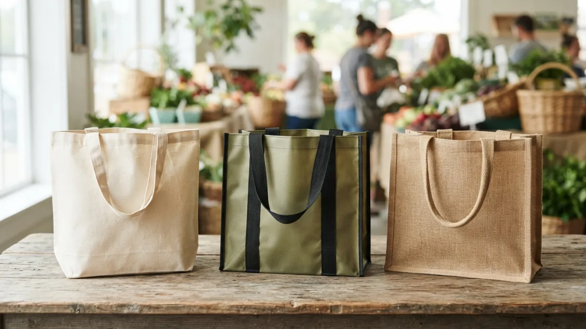 Reusable Grocery Bag Materials Compared Organic Cotton, Recycled Polyester, and Jute