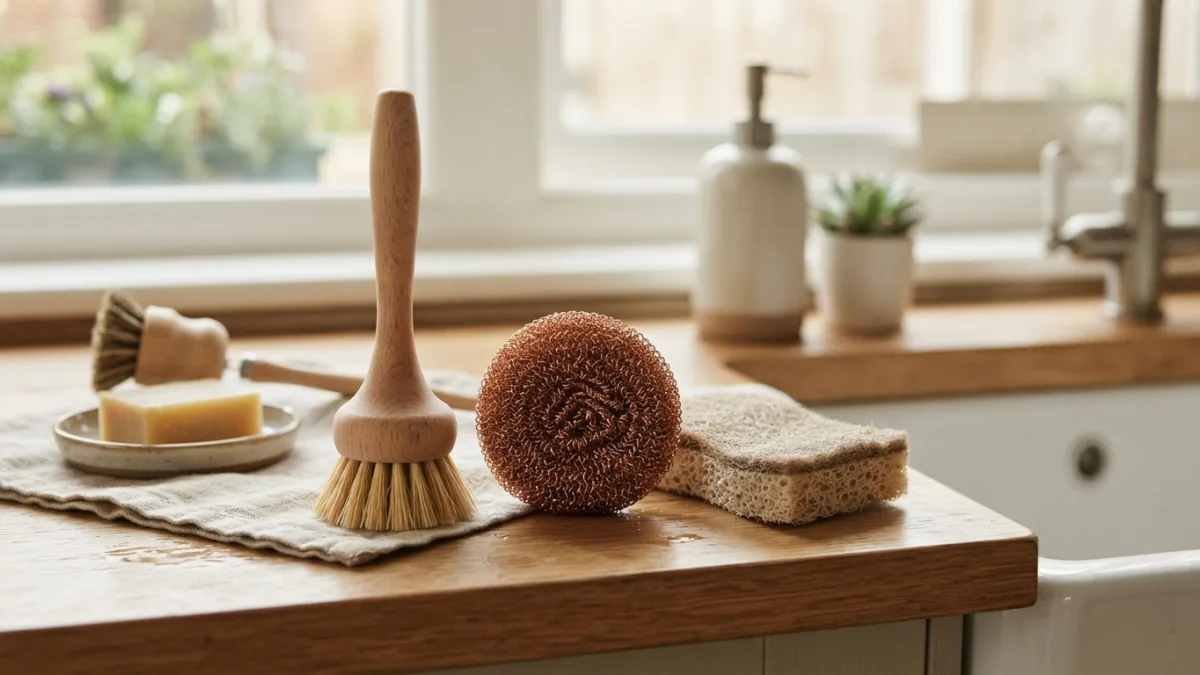 Comparing Eco-Friendly Dishwashing Tools Scrub Brushes, Copper Pads, and Sponges